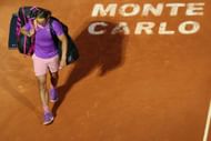 Rafael Nadal leaves the court at the 2021 Rolex Monte-Carlo Masters